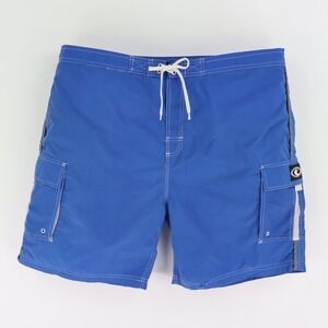 Wave Zone Swim Trunks w/‎ Liner Mens Sz XL Blue Drawstring Pockets Stretch Waist